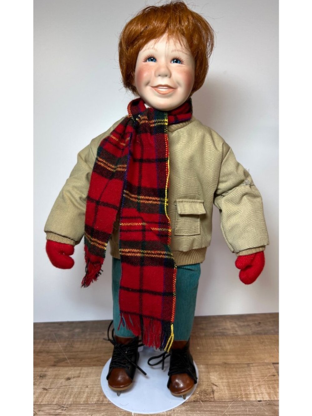 Ashton Drake Brian Porcelain Collectible Doll In Winter Outfit & Stand